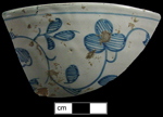 Bowl decorated with hatched leaf design.  Lipski and Archer (1984) state the design was done with a quill.